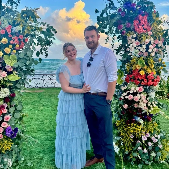 Blue Ruffled Maxi Dress - Picture 11 of 11